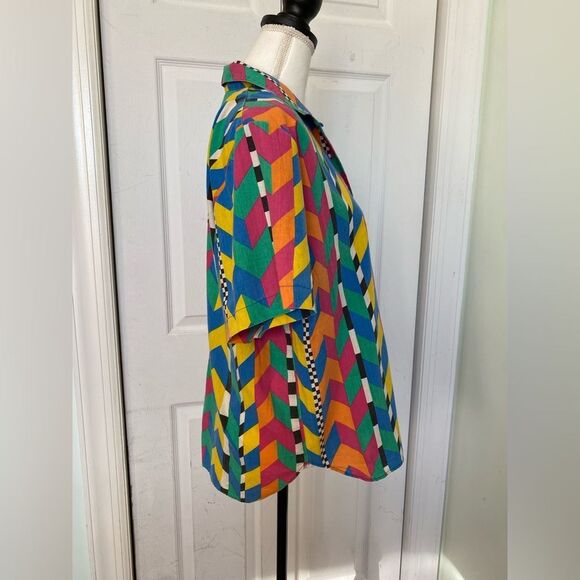 1990s/80s Colorful Art Pop Possibilities Button-down Shirt - Picture 3 of 10